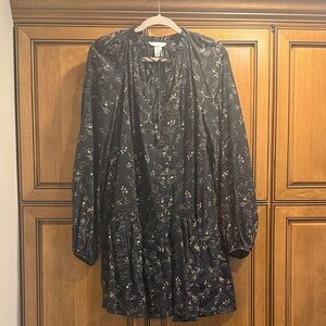 H&M Black Floral Long Sleeve Dress
